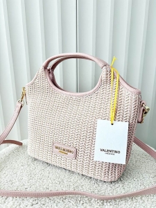 Torebka mini shopper różowa plecionka