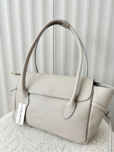 Laura Biaggi skórzana torba shopper na ramię beżowa