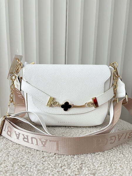 Laura Biaggi torebka listonoszka biała z klapką