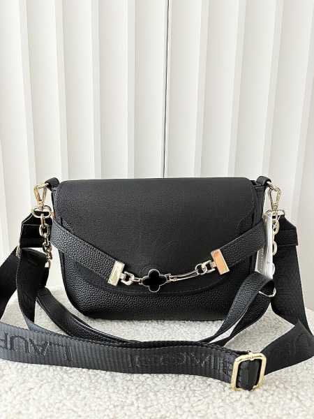 Laura Biaggi torebka listonoszka czarna z klapką