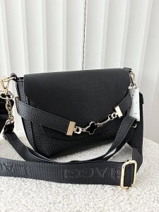 Laura Biaggi torebka listonoszka czarna z klapką