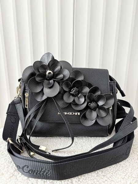 Massimo Contti torebka listonoszka czarna kwiaty zip