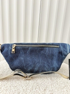 Massimo Contti torebka nerka jeans niebieska ze złotym kryształki