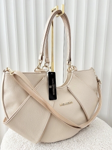 Massimo Contti torba shopper na ramię beżowa ze złotym