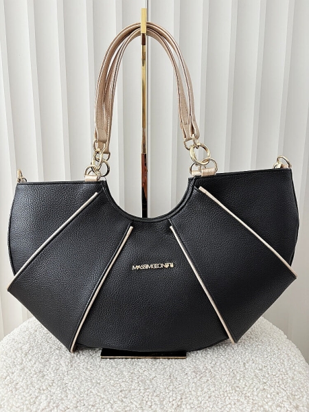 Massimo Contti torba shopper na ramię czarna ze złotym