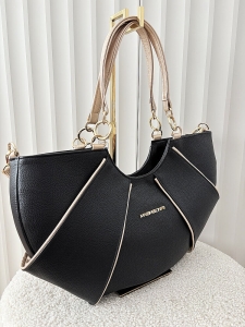 Massimo Contti torba shopper na ramię czarna ze złotym