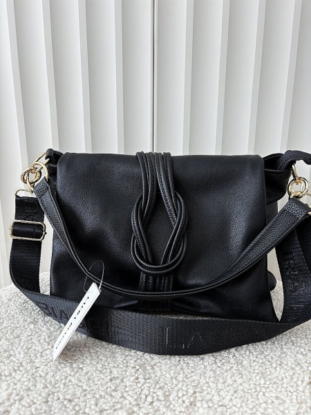 Laura Biaggi torebka listonoszka czarna z węzłem