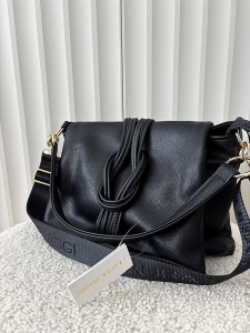 Laura Biaggi torebka listonoszka czarna z węzłem