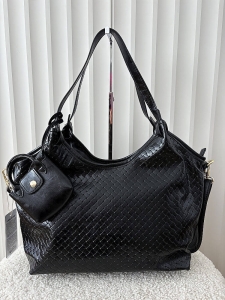 Ines Delaure torebka shopper na ramię czarna plecionka