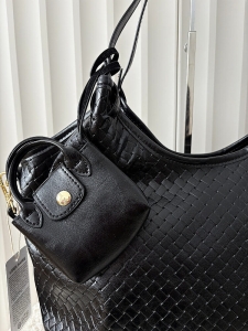 Ines Delaure torebka shopper na ramię czarna plecionka