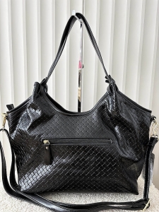 Ines Delaure torebka shopper na ramię czarna plecionka