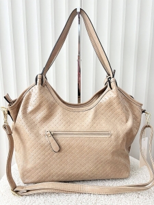 Ines Delaure torebka shopper na ramię beżowa plecionka