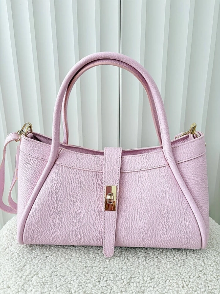 Laura Biaggi torebka shopperka skórzana różowa