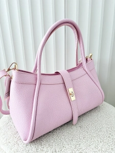 Laura Biaggi torebka shopperka skórzana różowa