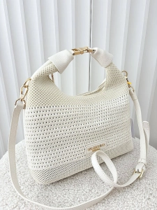 Torebka shopperka ecru plecionka