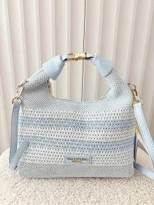 Torebka shopperka niebieska plecionka