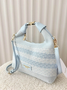 Torebka shopperka niebieska plecionka