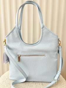 Torebka shopper na ramię niebieska plecionka