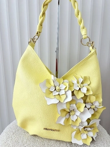 Massimo Contti torba shopper na ramię żółta kwiaty