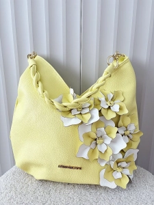 Massimo Contti torba shopper na ramię żółta kwiaty