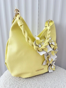 Massimo Contti torba shopper na ramię żółta kwiaty