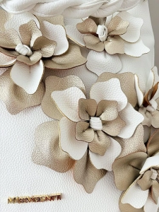 Massimo Contti torba shopper na ramię biała kwiaty