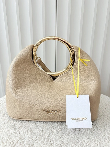 Torebka mini shopperka taupe z okrągłą rączką