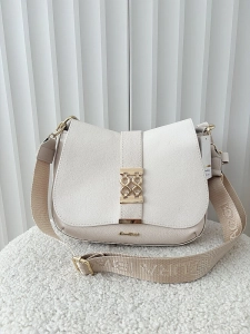 Laura Biaggi torebka listonoszka beżowa z klapką