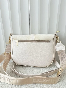Laura Biaggi torebka listonoszka beżowa z klapką ekozamsz