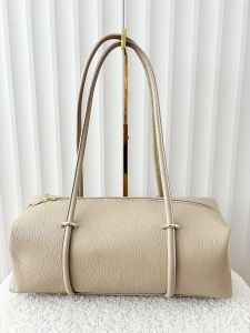 Laura Biaggi torebka kuferek na ramię skórzany taupe