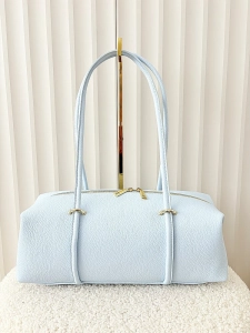 Laura Biaggi torebka kuferek na ramię skórzany niebieski