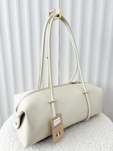 Laura Biaggi torebka kuferek na ramię skórzany beżowy