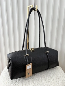 Laura Biaggi torebka kuferek na ramię skórzany czarny