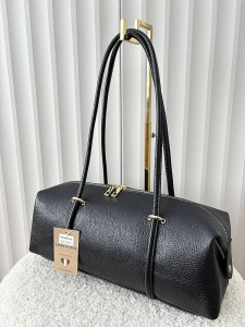 Laura Biaggi torebka kuferek na ramię skórzany czarny