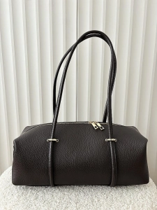 Laura Biaggi torebka kuferek na ramię skórzany czekoladowy