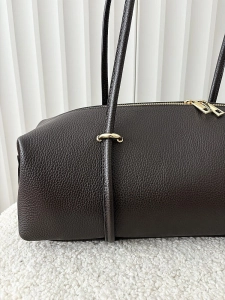 Laura Biaggi torebka kuferek na ramię skórzany czekoladowy