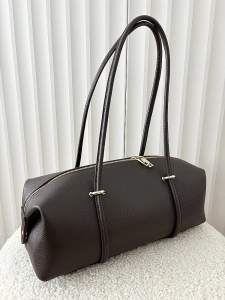 Laura Biaggi torebka kuferek na ramię skórzany czekoladowy