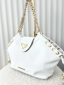 Massimo Contti torba shopper biała serduszko