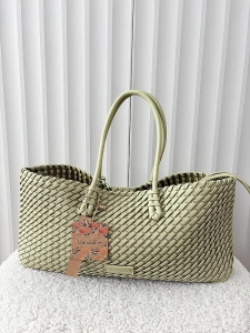 Mandoline torebka shopperka na ramię zielona plecionka