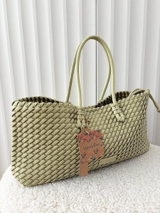 Mandoline torebka shopperka na ramię zielona plecionka