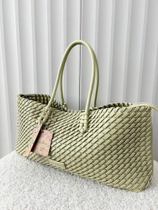 Mandoline torebka shopperka na ramię zielona plecionka