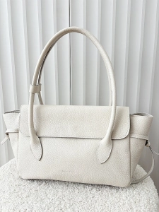 Laura Biaggi skórzana torba shopper na ramię jasnobeżowa