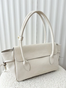 Laura Biaggi skórzana torba shopper na ramię jasnobeżowa