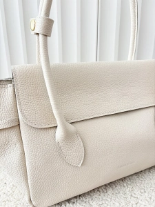 Laura Biaggi skórzana torba shopper na ramię jasnobeżowa