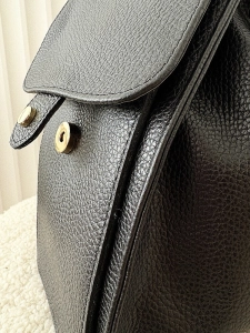 Laura Biaggi skórzana torba shopper na ramię czarna z łańcuszkami