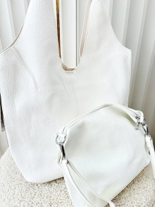 Maxfly torebka shopper na ramię i listonoszka 2w1 biała