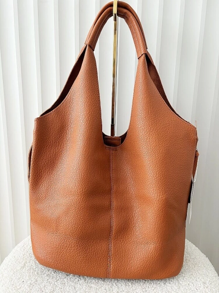 Maxfly torebka shopper na ramię i listonoszka 2w1 brązowa