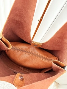 Maxfly torebka shopper na ramię i listonoszka 2w1 brązowa