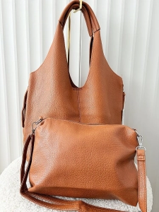 Maxfly torebka shopper na ramię i listonoszka 2w1 brązowa