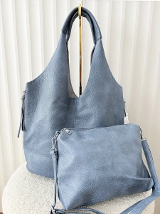 Maxfly torebka shopper na ramię i listonoszka 2w1 niebieska